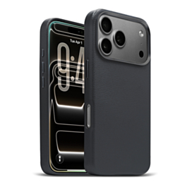 New Leather Case with Wireless Charger - BLACK for iPhone 17 Pro Max (Only Ground Shipping)
