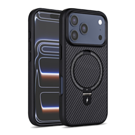  Magnetic Kickstand Case with Carbon Fiber -BLACK for iPhone 17 Pro max (Only Ground Shipping)