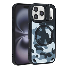 Camo Design Thin Magnetic Case with Camera Stand Kickstand - Style 4 for iPhone 17 Pro Max (Only Ground Shipping)