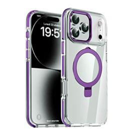 Magnetic Clear Case with Kickstand - PURPLE for iPhone 17 Pro Max (Only Ground Shipping)