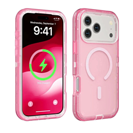 Wireless Charging Transparent Shockproof Case - PINK for iPhone 17 Pro Max (Only Ground Shipping)