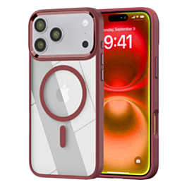 Shiny Magnetic Clear Cases (Burgundy) for iPhone 17 Pro (Only Ground Shipping)