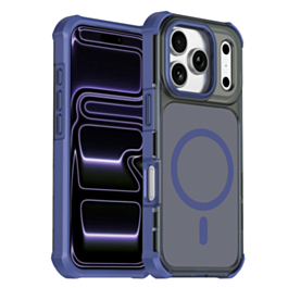 Dual Layer Electroplated Border Wireless Charging Case (DARK BLUE) for iPhone 17 Pro (Only Ground Shipping)