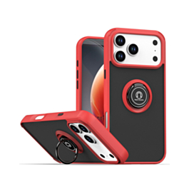 Hard PC Rear / Soft TPU Colorful Border Case with I-ring Holder - RED for iPhone 17 Pro (Only Ground Shipping)