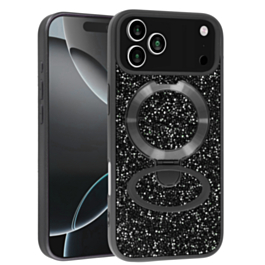 Sparkle Luxury Slim Case with Magnetic Kickstand for iPhone 17 Pro (BLACK) (Only Ground Shipping)