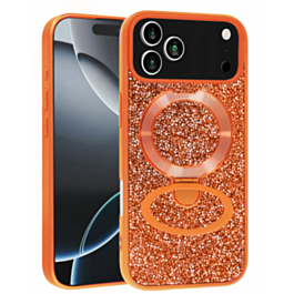 Sparkle Luxury Slim Case with Magnetic Kickstand for iPhone 17 Pro (ORANGE) (Only Ground Shipping)