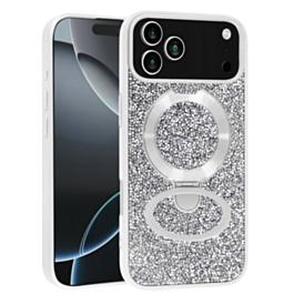 Sparkle Luxury Slim Case with Magnetic Kickstand for iPhone 17 Pro (WHITE) (Only Ground Shipping)