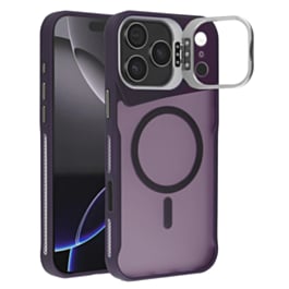 Matte Transparent Camera Stand Case with Wireless Charging (Purple) for iPhone 17 Pro Max / 18 Pro Max (Only Ground Shipping)