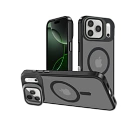 Slim Transparent Camera Stand Case with Wireless Charging (Black) for iPhone 17 Pro / 18 Pro (Only Ground Shipping)