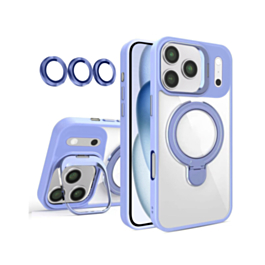 Magnetic Clear Case with 2 Kickstand & Camera Lens (Light Purple) for iPhone 17 Pro / 18 Pro (Only Ground Shipping)
