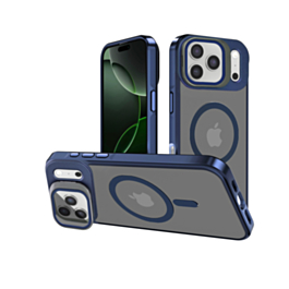 Slim Transparent Camera Stand Case with Wireless Charging (Navy) for iPhone 17 Pro Max / 18 Pro Max (Only Ground Shipping)