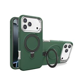 Support Heavy Duty Case with Wireless Charging Kickstand (Dark Green) for iPhone 17 Pro Max / 18 Pro Max (Only Ground Shipping)