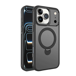 Wireless Charging Case with Built-in Rotating Ring Stand (Black) for iPhone 17 Pro / 18 Pro (Only Ground Shipping)