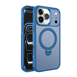 Wireless Charging Case with Built-in Rotating Ring Stand (Blue) for iPhone 17 Pro Max / 18 Pro Max (Only Ground Shipping)