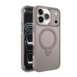 Wireless Charging Case with Built-in Rotating Ring Stand (Brown) for iPhone 17 Pro / 18 Pro (Only Ground Shipping)