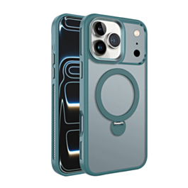 Wireless Charging Case with Built-in Rotating Ring Stand (Green) for iPhone 17 Pro / 18 Pro (Only Ground Shipping)