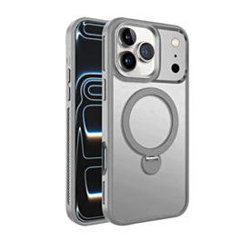 Wireless Charging Case with Built-in Rotating Ring Stand (Gray) for iPhone 17 Pro / 18 Pro (Only Ground Shipping)