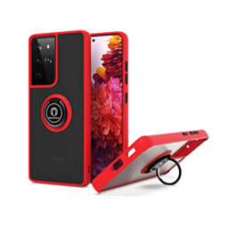 Galaxy A23 5G Hard PC Rear / Soft TPU Colorful Border Case with I - ring Holder - RED (Only Ground Shipping)