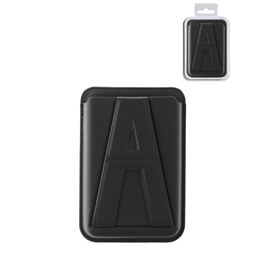 A Design Leather Magnetic Card Wallet Holder with Stand - BLACK (Only Ground Shipping)