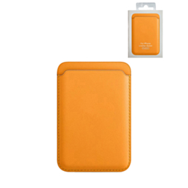 Leather Magnetic Card Wallet Holder - ORANGE (Only Ground Shipping)