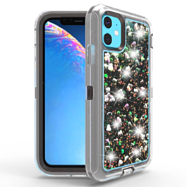 Protective Glitter Liquid Bumper Case - BLACK for iPhone 12 Mini (Only Ground Shipping)