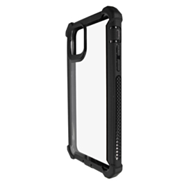 3in1 Hybrid Clear Soft TPU Hard PC Back Cover Case - BLACK for iPhone 12 / 12 Pro (Only Ground Shipping)