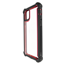 3in1 Hybrid Clear Soft TPU Hard PC Back Cover Case - BLACK & RED for iPhone 12 / 12 Pro (Only Ground Shipping)