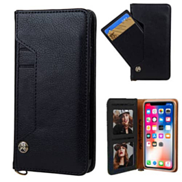 Luxury Leather Wallet Case with Credit Card Slot - BLACK for iPhone 12 Mini (Only Ground Shipping)