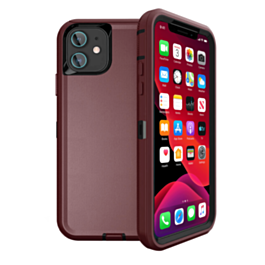 Heavy Duty Case for iPhone 12 Mini (MAROON & BLACK) (Only Ground Shipping)