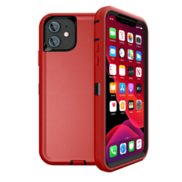 Heavy Duty Case for iPhone 12 Mini (BLACK & RED) (Only Ground Shipping)