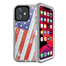 Heavy Duty Case for iPhone 12 Mini (US FLAG) (Only Ground Shipping)