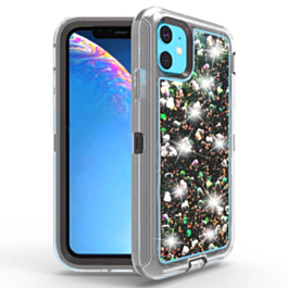 Protective Glitter Liquid Bumper Case - BLACK for iPhone 12 / 12 Pro (Only Ground Shipping)