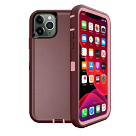 Heavy Duty Case for iPhone 11 Pro (MAROON & PINK) (Only Ground Shipping)