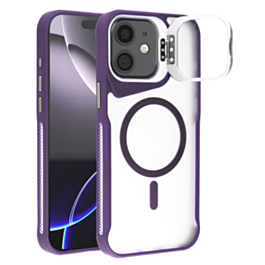 Matte Transparent Camera Stand Case with Wireless Charging - PURPLE for iPhone 11 (Only Ground Shipping)
