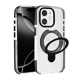 Transparent Case with Wireless Charging Kickstand (BLACK) for iPhone 11 (Only Ground Shipping)