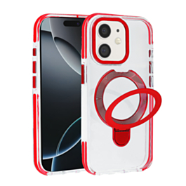 Transparent Case with Wireless Charging Kickstand (RED) for iPhone 11 (Only Ground Shipping)