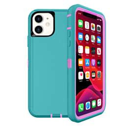 Heavy Duty Case for iPhone 11 (LIGHT TEAL & PINK) (Only Ground Shipping)