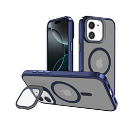 Slim Transparent Camera Stand Case with Wireless Charging - NAVY BLUE for iPhone 11 (Only Ground Shipping)