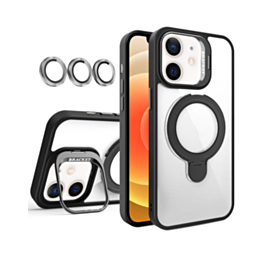 Magnetic Clear Case with 2 Kickstand & Camera Lens - BLACK for iPhone 11 (Only Ground Shipping)