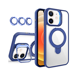 Magnetic Clear Case with 2 Kickstand & Camera Lens - DARK BLUE for iPhone 11 (Only Ground Shipping)