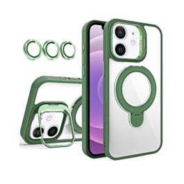 Magnetic Clear Case with 2 Kickstand & Camera Lens - DARK GREEN for iPhone 11 (Only Ground Shipping)