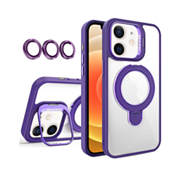 Magnetic Clear Case with 2 Kickstand & Camera Lens - DARK PURPLE for iPhone 11 (Only Ground Shipping)