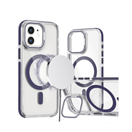 Thin Magnetic Clear Case with Camera Stand Kickstand - PURPLE for iPhone 11 (Only Ground Shipping)