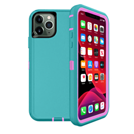 Heavy Duty Case for iPhone 11 Pro Max (LIGHT TEAL & PINK) (Only Ground Shipping)