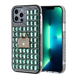Crystal Stones Case with Bag Adornment - LIME GREEN for iPhone XR (Only Ground Shipping)