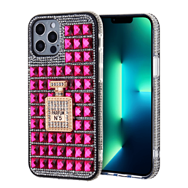 Crystal Stones Case with Perfume Adornment - HOT PINK for iPhone 8P / 7P (Only Ground Shipping)