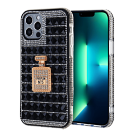 Crystal Stones Case with Perfume Adornment - BLACK for iPhone 8P / 7P (Only Ground Shipping)