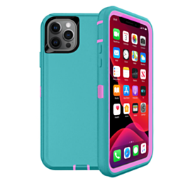 Heavy Duty Case for iPhone 12 Pro Max (LIGHT TEAL & PINK) (Only Ground Shipping)
