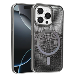 Wireless Charging Bling Diamond Crystal Case - BLACK for iPhone 12 Pro Max (Only Ground Shipping)