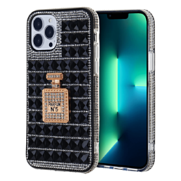 Crystal Stones Case with Perfume Adornment - BLACK for iPhone 7G / 8G / SE 2020 (Only Ground Shipping)